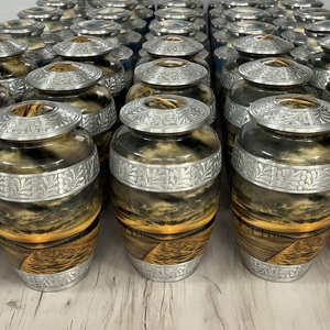 Urna Funeraria de Aluminio de Alta Calidad para Adultos, Grabada con una Hermosa Imagen de Atardecer en la Playa, Recuerdo Digital Personalizado para Cenizas Humanas - Product Image 3