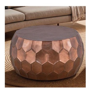 Mesa de centro de aluminio con forma de tambor, simple, portátil, de lujo, moderna, para sala de estar, mesa auxiliar para cama - Product Image 4