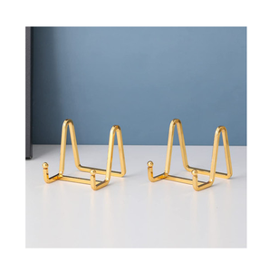 Brass Plate <b>Holder</b> Eco-Friendly Countertop <b>Photo</b> <b>Stand</b> Brass Painting Plate Decorative Storage Rack - Product Image 3