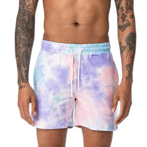 Shorts tie-dye pour hommes, noirs, 100% coton, décontractés, été, shorts tie-dye au meilleur design, haute qualité, logo personnalisé OEM - Product Image 5