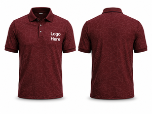 เสื้อกอล์ฟผู้ชายสีแดงเลือดหมู แขนสั้น ผ้าถัก ระบายอากาศได้ดี สวมใส่สบาย  โลโก้ด้านหน้า ออกแบบเองได้ สั่งทำโลโก้ได้ - Product Image 1