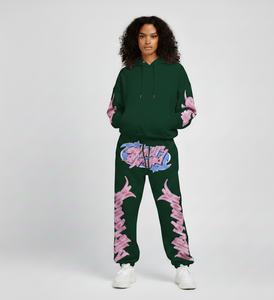 Ensemble personnalisé pour femme : survêtement deux pièces basique avec sweat à capuche, veste zippée et pantalon évasé, coupe ajustée, style jogging - Product Image 6