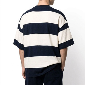 Camiseta de algodón 100% personalizada de alto gramaje para hombre, al por mayor, con hombros caídos, a rayas, oversize, lisa, estilo streetwear - Product Image 6