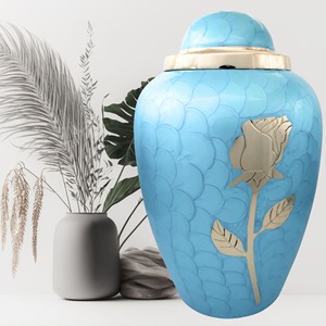 โกศสีขาวสไตล์อเมริกันคุณภาพสูง พรีเมียม สลักลายด้วยมือ สำหรับใส่เถ้ากระดูกผู้ใหญ่ ความจุ 200 คิวบิกอินช์ โครงสร้างเคลือบนิกเกิล - Product Image 2