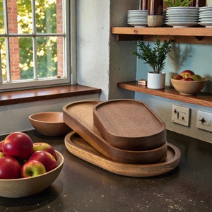 Bandeja de Servir de Madera de Lujo Hecha a Mano, Diseño Ovalado Personalizado, Bandeja para Nueces y Frutas, Vajilla Elegante para Mesa de Comedor, Bandeja de Servir para Cocina - Product Image 4