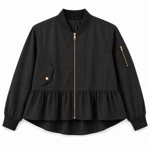 Women's Lightweight Stand Collar <b>Zip</b>-<b>Up</b> Bomber <b>Jacket</b> with Polyester Shell Knitted Fabric Full Sleeves-Casual Travel Outerwear - Product Image 2