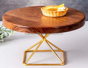 Serveur de gâteau fait main en acier inoxydable avec base supérieure en bois Outils de gâteau artisanal pour les fêtes d'anniversaire de mariage - Product Image 1