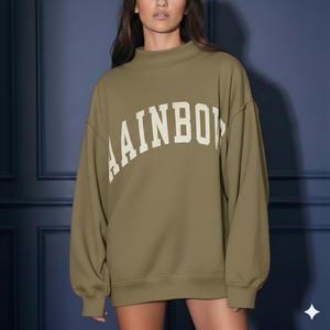 Sweat-shirt à col montant personnalisé pour femme, coupe oversize, manches longues, pull décontracté en polaire, nouveau design imprimé, automne-hiver, couleur unie - Product Image 4