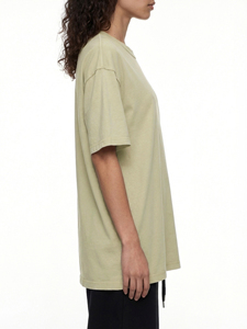Camiseta Oversize de Cuello Redondo para Mujer, Color Sólido, Corte Holgado, Manga Corta, 100% Algodón Jersey, Transpirable, Lavado Ácido, 220g, Todas las Temporadas - Product Image 3