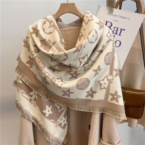 Elegante Bufanda Larga de Cachemira Gruesa y Cálida para Mujer, con Diseño de Puntos, Pashmina Juvenil de Doble Cara, Suave y Grande, para Invierno - Product Image 1