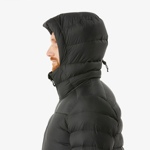 Chaqueta de Plumón con Capucha para Hombre, Negra, Cortavientos, Informal, para Invierno, Cierre de Cremallera, Color Sólido, Corte Regular - Product Image 6