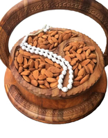 Keranjang Buah Kering dari Kayu Organik Buatan Tangan dengan Desain Bunga Terukir, Logo Kustom, Nampan Sajian Dapur Berkelanjutan untuk Kacang-kacangan
