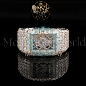Charm Luxury Fashion Men's Stainless Steel Case 40mm <b>Mechanical</b> Movement Auto Date Accents Fully Iced Out Band Push Button - Product Image 5