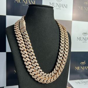 Chaîne à maillons plaquée or rose de luxe, certifiée IGI, forme de paix, sertie de diamants, style hip-hop, qualité supérieure, bijoux unisexes - Product Image 5