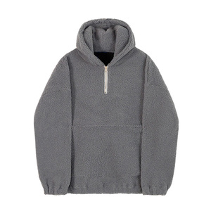 Sweat à capuche demi-zip en polaire Sherpa pour homme, conception personnalisée OEM, chaud et respirant - Product Image 4