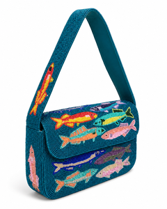 Luxury Handmade Tropical Fish Glass Beaded Lightweight Button Closure Women's Shoulder Bag Wholesale OEM OD - Product Image 2