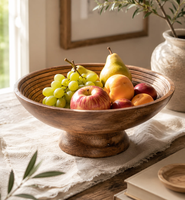 Bol en bois d'acacia naturel fait à la main, bol rustique en bois pour servir les aliments et les fruits à la maison