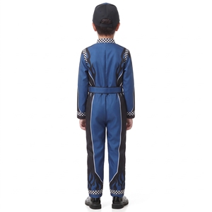 Traje de Carreras de Manga Larga para Niños KhumBro, Diseño a Cuadros Azul y Negro con Llamas, Transpirable, para Todas las Estaciones, Ropa de Motociclismo Infantil - Product Image 3