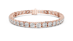 CLASSIC LAB GROWN ROUND CUT TENNIS <b>BRACELET</b> WITH HIDDEN LOCK SET IN 18KT SOLID <b>ROSE</b> <b>GOLD</b> FOR GIFTING PARTY WEAR EVERYDAY WEAR - Product Image 4