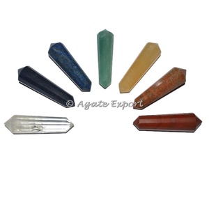 Piedras Preciosas de Ágata Natural, Doble Terminación, Facetadas, Grabadas, Juego de Siete Chakras, Decoración para el Hogar, Venta al por Mayor en India - Product Image 1