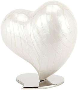 Urne funéraire artisanale en métal blanc en forme de cœur Radiance, magnifiquement conçue pour la conservation des cendres humaines, produit d'accessoires funéraires - Product Image 4