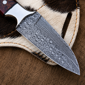 Cuchillo de Desollado Personalizado de Damasco con Mango Premium de Piña de Pino, Cuchillo de Hoja Fija Hecho a Mano para Exteriores - Product Image 4