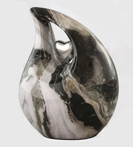 Urnes funéraires pour adultes en forme de goutte d'eau avec cœur, finition marbre antique, en laiton/aluminium pour cendres funéraires - Product Image 6
