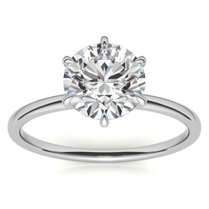 Custom 6 Claw Prong Round Brilliant Cut Moissanite Diamond <b>Ring</b> 925 Sterling <b>Silver</b> Engagement <b>Ring</b> for Her - Product Image 1