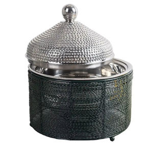 Decorative Fancy Casserole <b>with</b> Hammered <b>Lid</b> and Wire Stand High-Quality Metal Hot <b>Pot</b> for Memorable Event and Festival Dining - Product Image 6