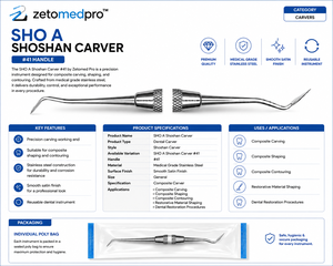 Instrumento Dental SHO-A Shoshan Carver de Acero Inoxidable para Tallar, Dar Forma y Contornear Composite, OEM Zetomed Pro - Product Image 2