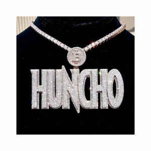 Pendentif Lettre RELL en Cristal Strass Micro-Pavé Plaqué Or 18K Unisexe Bijou Breloque Hiphop Cadeau - Product Image 2