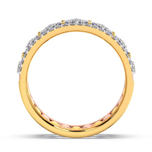 แหวนวงกว้างประดับหินสีน้ำเงินและเพชรหลายแถว - Product Image 3