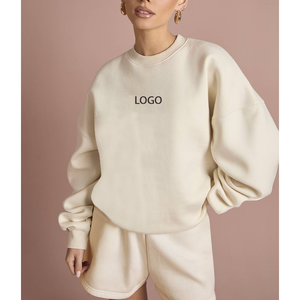 Sudadera de Forro Polar Suave con Bordado Personalizado, Estilo Urbano, Estampado Puff, Hombros Caídos, Manga Larga, Transpirable, para Mujer, Sin Capucha - Product Image 4