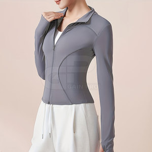 Chaqueta de yoga para mujer, suave al tacto, ligera, de manga larga, con cremallera completa, para entrenamiento físico y correr - Product Image 2