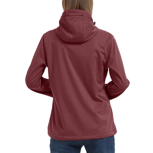 Custom Made Women's Hooded Workwear Soft Shell Jacket Water Resistant Zip Pockets Outdoor Windproof Regular Fit Hiking Jackets - Product Image 2
