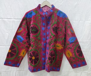 Veste tricotée en velours Silkgram, style Suzani Bohème, motif Œil protecteur, ethnique, pour festivals, décontractée, pour superposition automne-hiver, 100% Coton - Product Image 1