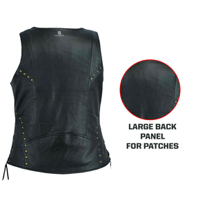 <b>Women</b> Leather Motorcycle Vest Stylish Vintage Biker Slim Fit Sleeveless <b>Waistcoat</b> Outerwear Windproof Casual Zipper Closure - Product Image 4