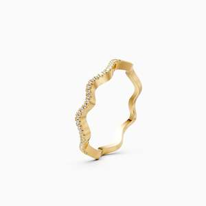 Bague de mariage éternelle en diamant cultivé en laboratoire, modèle Lavish Wave, 0,06 ct, en or jaune, blanc et rose 9 carats - Product Image 3