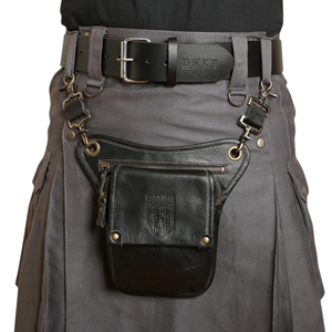 เสื้อแจ็คเก็ตคิลท์ผ้าฝ้ายผสมหนังวัวแท้ 100% คุณภาพพรีเมียม Geoffrey HM CASUAL DAY SPORRAN สำหรับผู้ชาย สีดำ พร้อมส่ง - Product Image 2