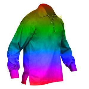 Men's <b>Rainbow</b> Gradient Ghillie Kilt <b>Top</b> Costume Lace Up Long Sleeve for Cosplay Halloween Gothic Outfit - Product Image 3