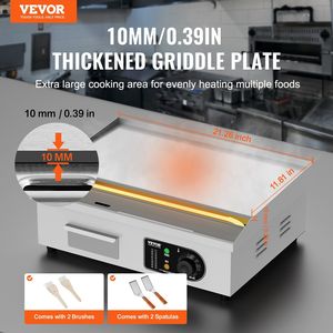 Commercial 3200W Electric <b>Griddle</b> Stainless Steel Countertop <b>Flat</b> <b>Top</b> Grill 21.26 X 11.81 X 0.39in Adjustable Temp 122-572 F - Product Image 2