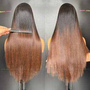 วิกผมแท้ 100% สีดำธรรมชาติแบบเวอร์จิ้นเรมี่ พร้อมต่อผมแบบตรงเรียบลื่นและปลายสีน้ำตาลสำหรับผู้หญิงผิวดำ - Product Image 4