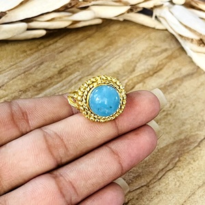 Trendy Boho Chalcedony <b>Ring</b> Tribal Brass Jewelry For Women 18k Gold Plated Ethnic Statement <b>Ring</b> For Wholesale/OEM/ODM - Product Image 5