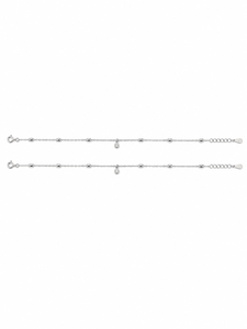Namivaa 925 Sterling Silver Geometric Bezel Set Minimalist Dangle CZ <b>Anklet</b> Women High Polish Adjustable Chain Wedding Party - Product Image 5