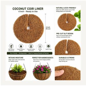 AQUA VRIKSHA Manta de Fibra de Coco 100% Natural de 6 Pulgadas |   Anillo de Cobertura para Plantas Biodegradable para Control de Malezas y Retención de Humedad - Product Image 4