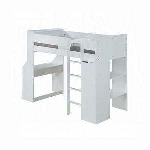 Letto a soppalco bianco con scrivania e armadio per la cameretta dei bambini - Product Image 3