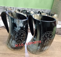 Nouvelle tasse en corne de vache polie, authentique et faite à la main, style Viking, écologique, vintage, médiévale, cadeau d'affaires