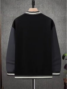 Blouson universitaire homme 100% coton de haute qualité, noir avec manches grises, décontracté, écologique, respirant, style urbain, vêtement d'extérieur d'été, OEM - Product Image 6