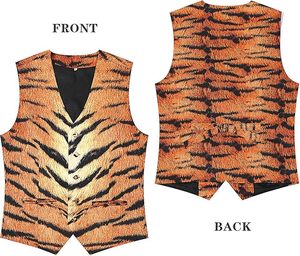 Ensemble gilet et nœud papillon imprimé animal pour homme – Léopard, Tigre, Zèbre, Vache, Girafe, Python – Idéal pour mariage, fête, bal de promo, costume - Product Image 5