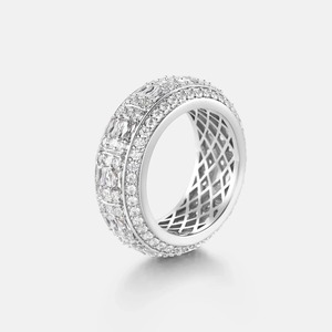 Unisex Hip Hop Cluster Ring Moissanite Fully Iced Design Hip Hop Moissanite Diamond Ring Sterling Silver for Unisex - Product Image 2